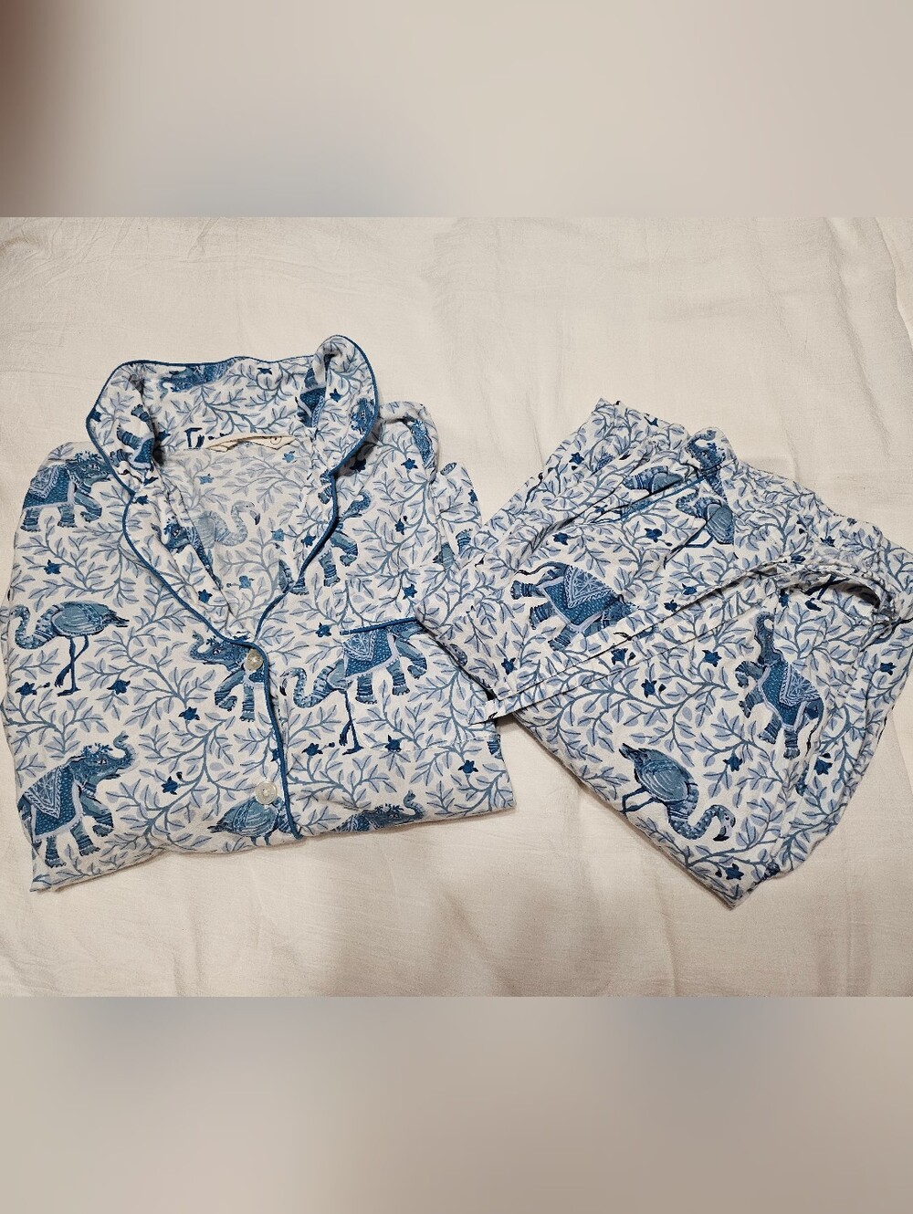 Print Fresh Blue Flamenco Long Pant Sleep Set Size Small